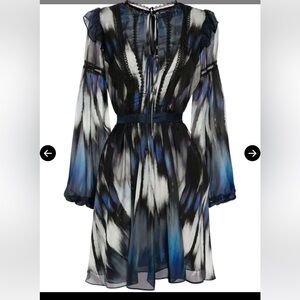 New Marchesa Rosa Elegant Blue and Black Lace Dress silk size 8